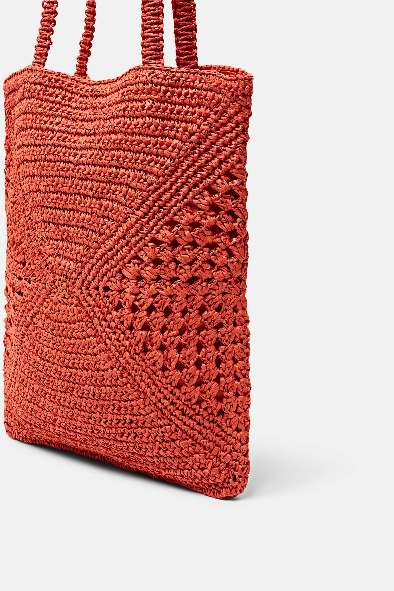 Bolsa de compras em papel trançado - Coral