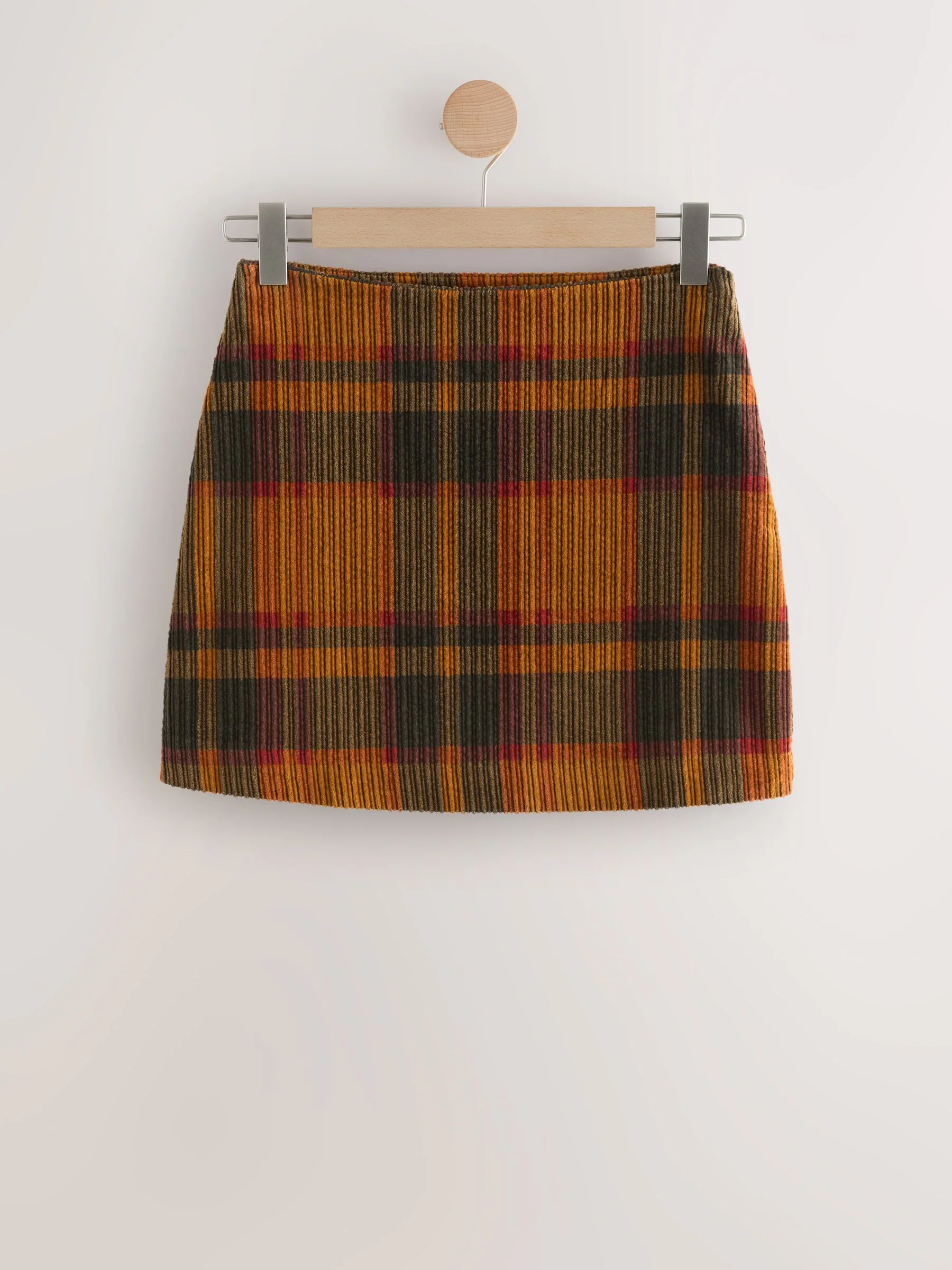 Oranje geruit - Check Cord Mini Skirt