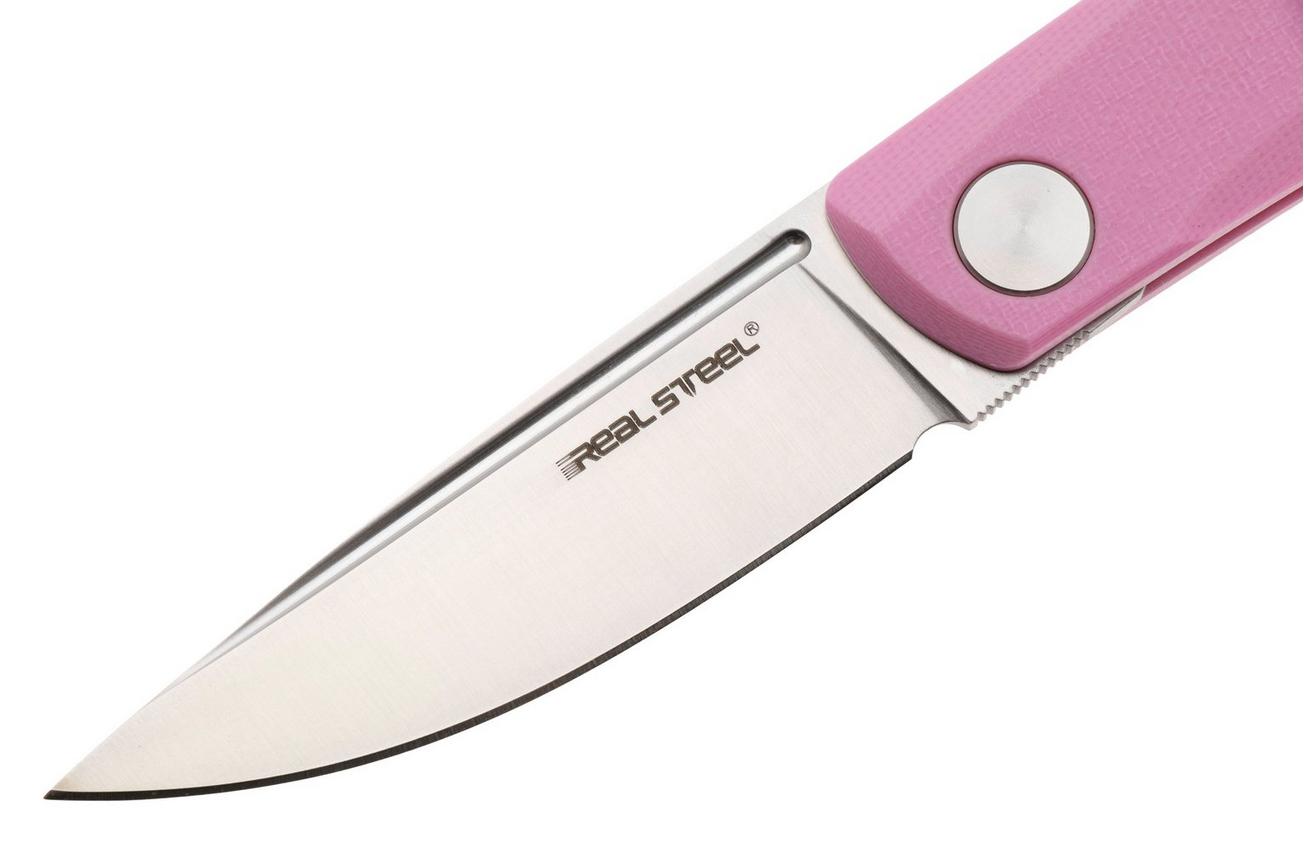 Real Steel Luna Lite 7040 Satin D2, Pink G10, zakmes