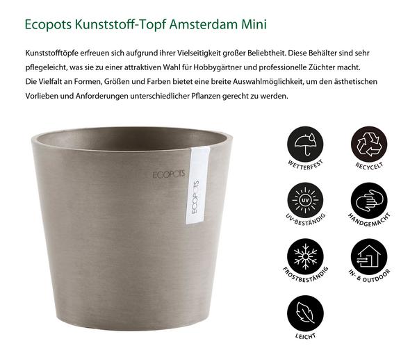 Ecopots Kunststoff-Topf Amsterdam Mini, rund,
