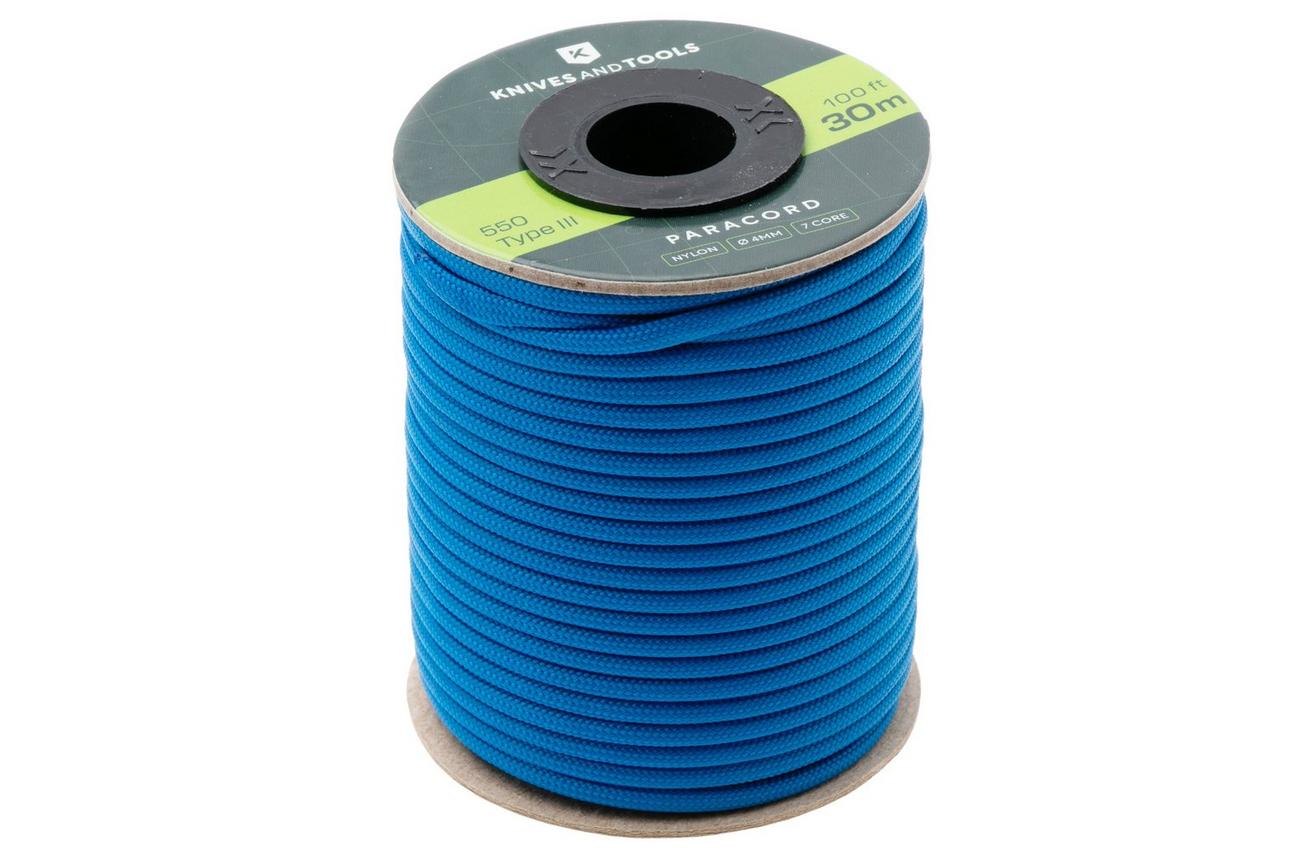 Knivesandtools 550 Paracord Type III, Blue, 100ft (30 m)