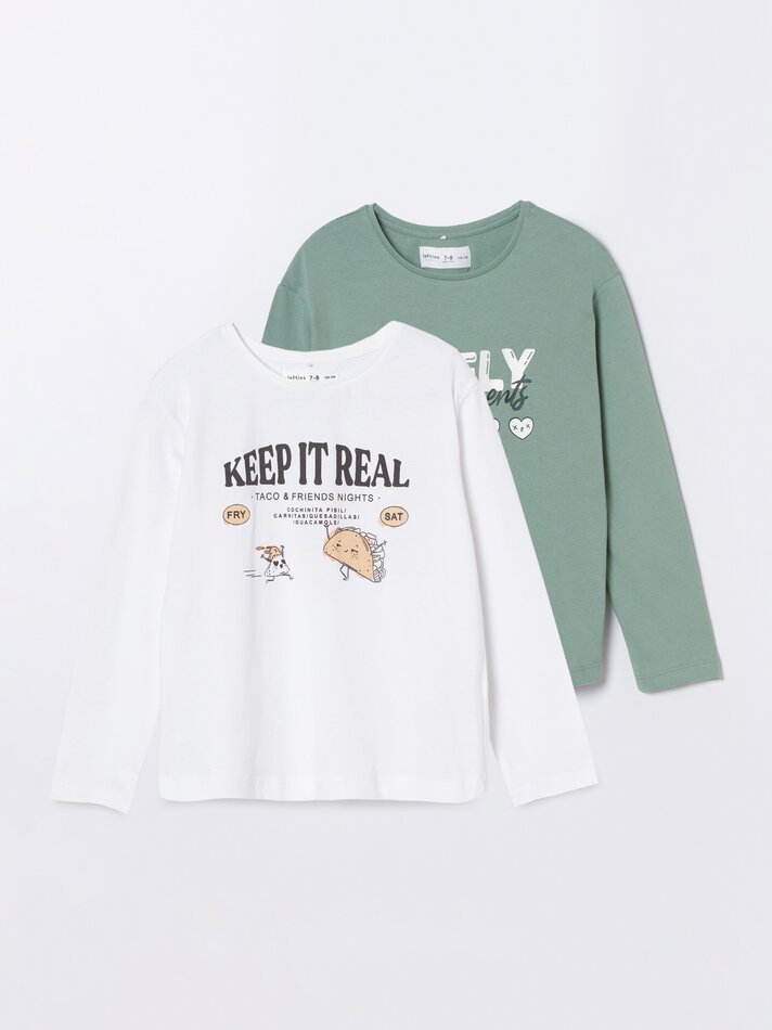 Pacote com 2 camisetas estampadas - Verde Grama