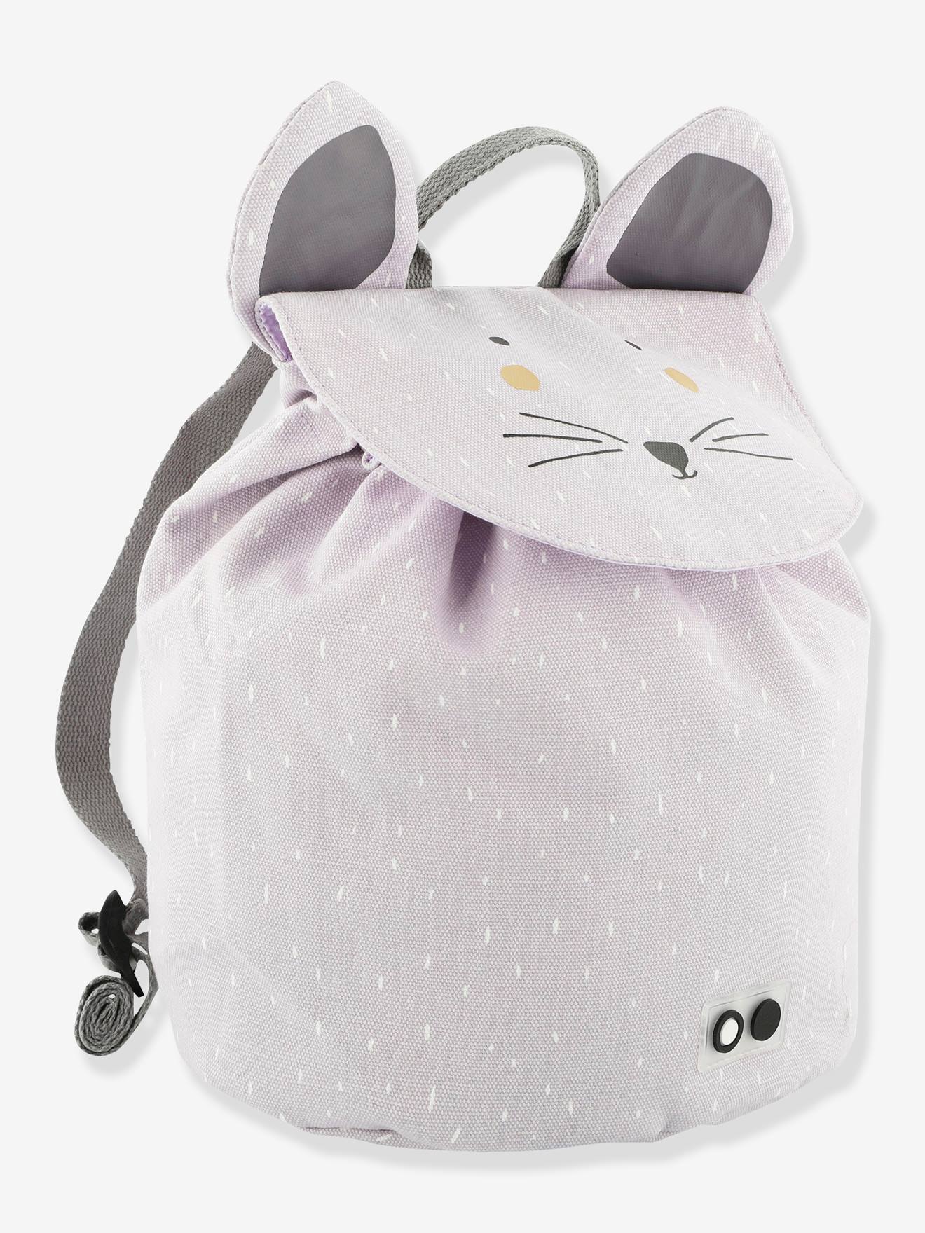 Mochila TRIXIE MINI Animal, cinza claro, lisa com estampas.