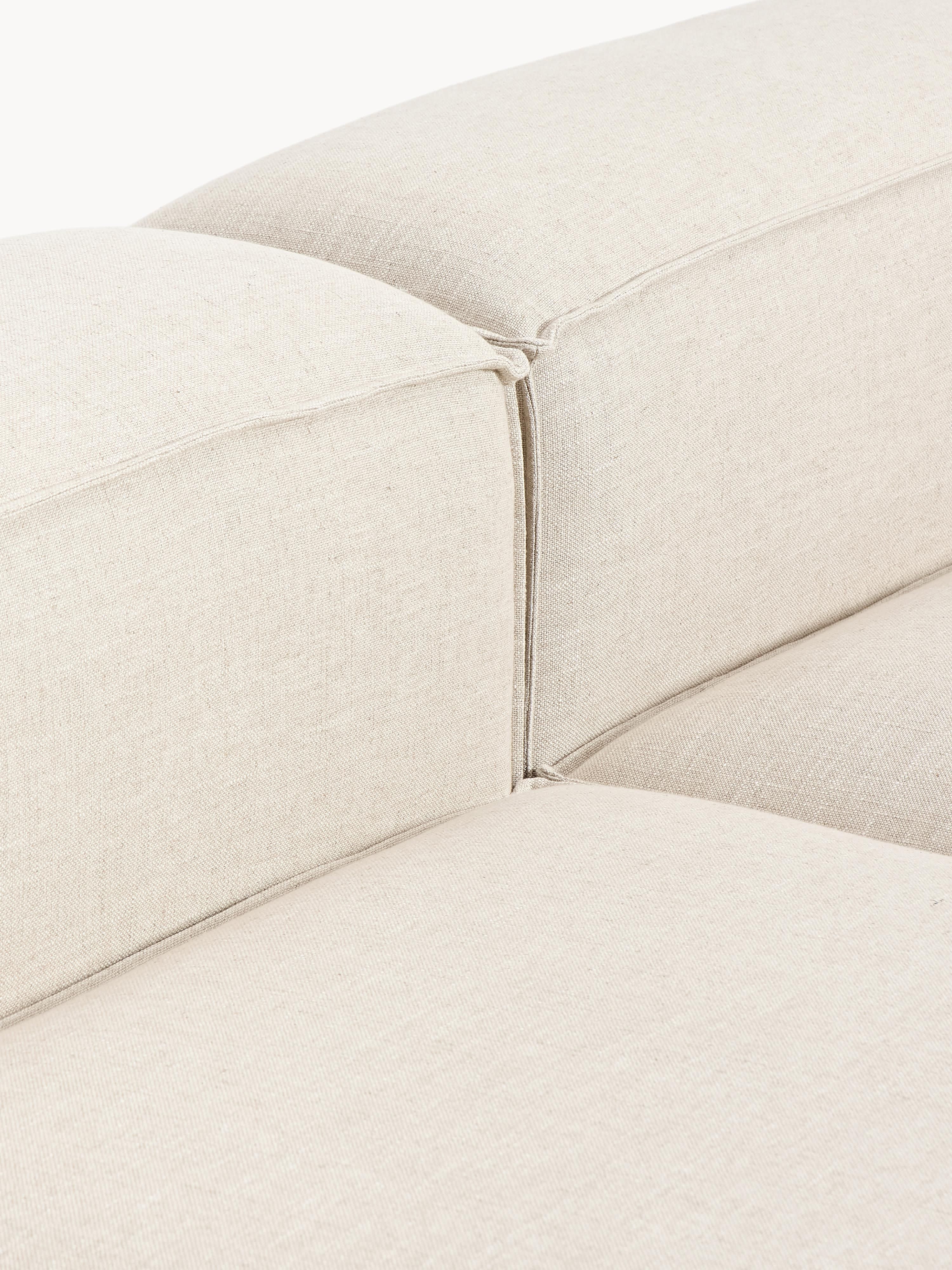 Modulaire bank Lennon (4-zits) van linnenmix met poef (links/rechts)