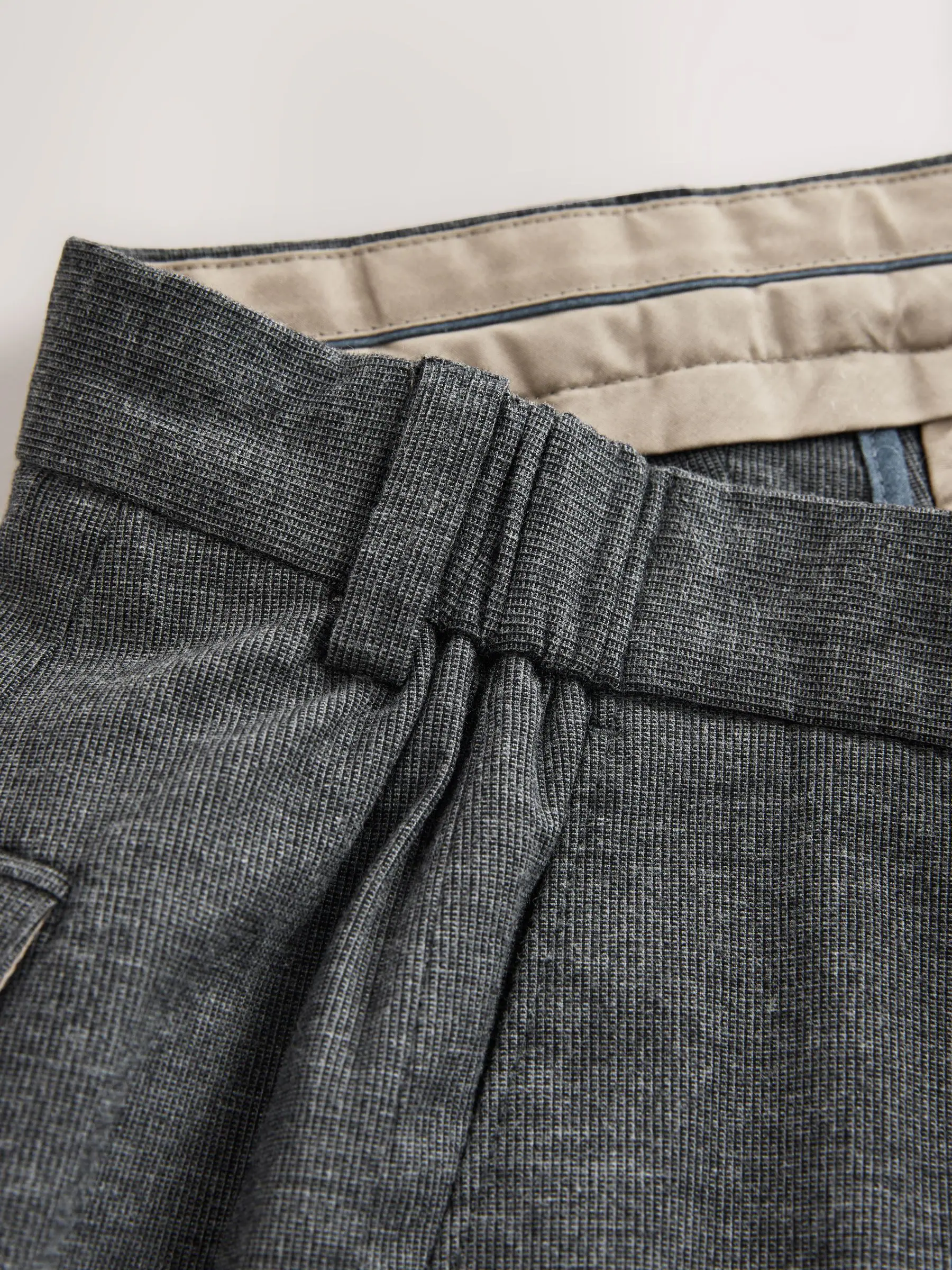 Antraciet - Regular Fit Smart Brushed Cotton Textured Trousers