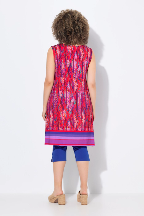 Jersey-Minikleid, Paisley, A-Linie, Rundhals, ärmellos, lila