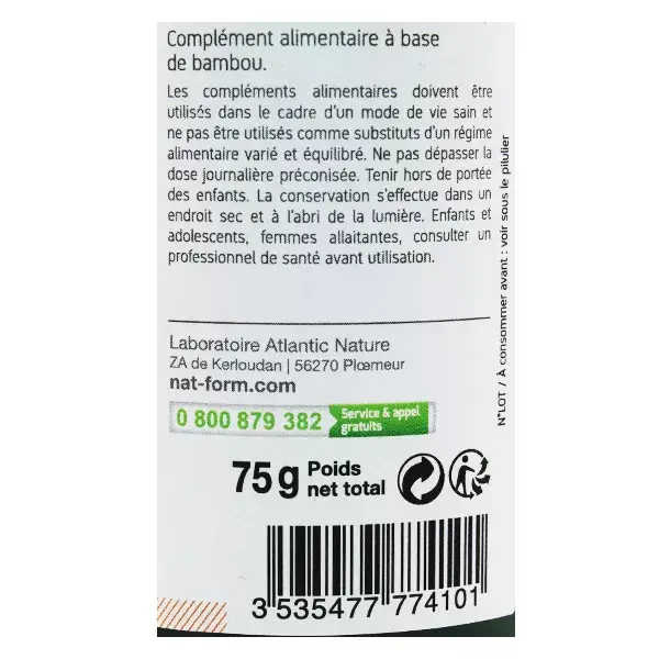 Nat & Form Original Bamboo Tabashir 200 cápsulas