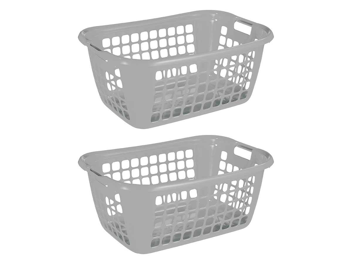 Sunware Basic Grey 65 cm lage wasmand - Set van 2