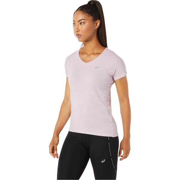 ASICS V-NECK SS TOP W BARELY ROSE