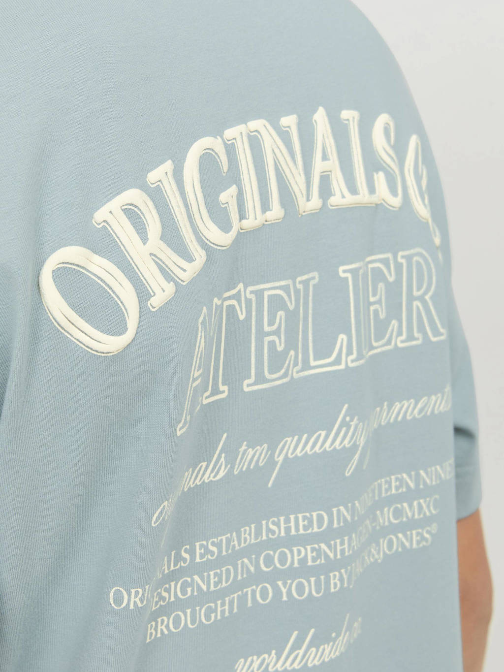 JACK & JONES T-shirt JORSANTORINI met backprint lichtblauw