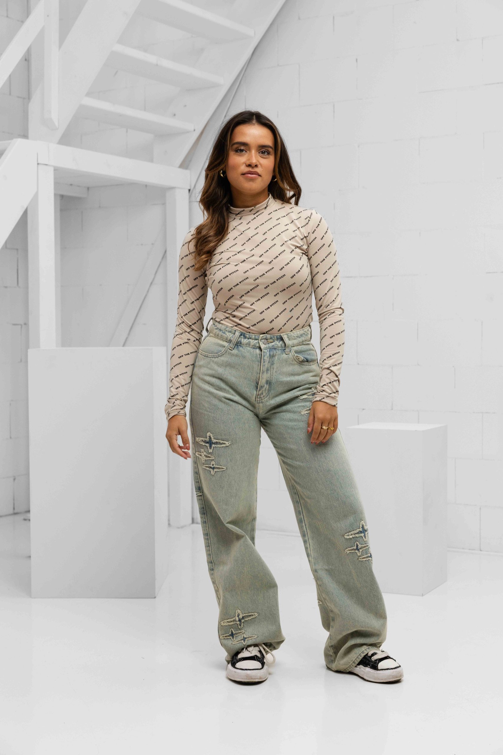 Project x Paris Wide Leg Jeans Dames Lichtblauw