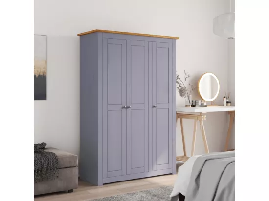 Garde-robe 3 portes Gris 118x50x171,5 cm Pin Assortiment Panama
