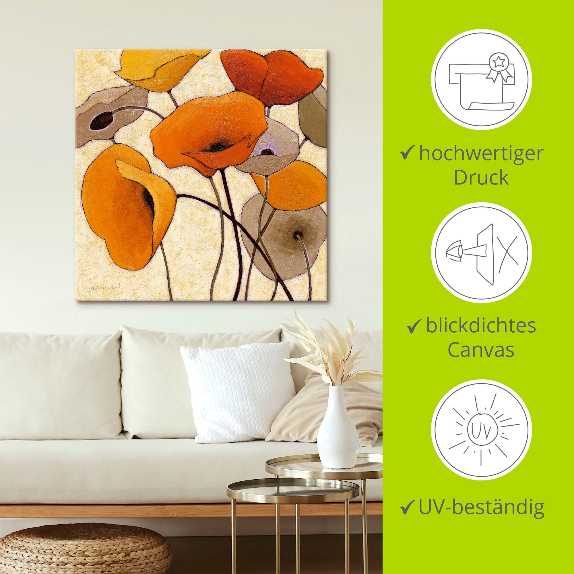 Artland Wandbild »Kürbismohn III« Blumen 1 Stk. tlg. als Leinwandbild, Wandaufkleber in verschied. Grössen