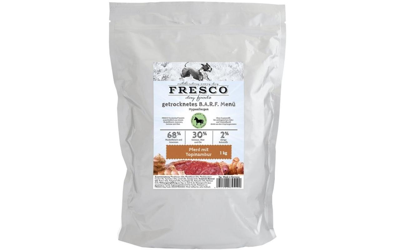 Trockenfutter Hypoallergen-Menü Pferd mit Topinambur, 1 kgLuftgetrocknetes BARF Futter für ausgewachsene Hunde