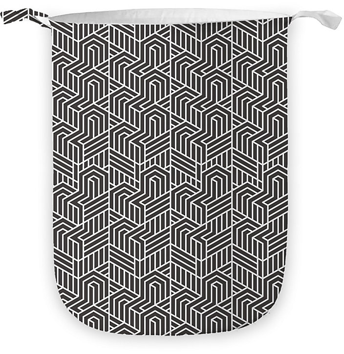 Panier à linge noir et blanc en polycoton Urbain