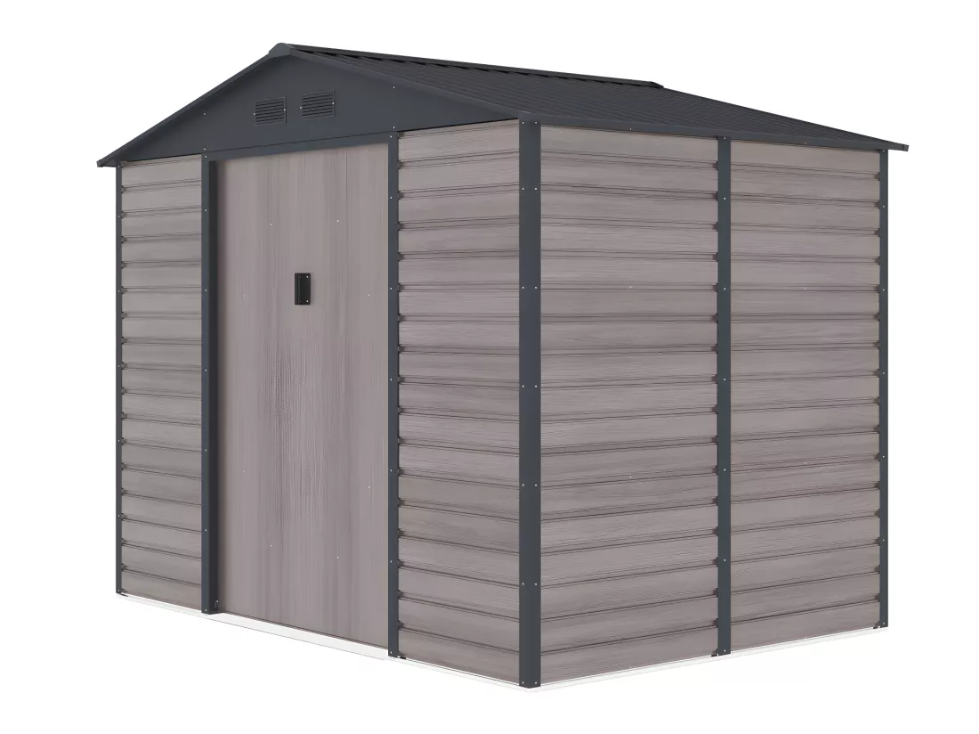 Abri de jardin métal en acier galvanisé effet bois gris 5,40 m² - ADELMO