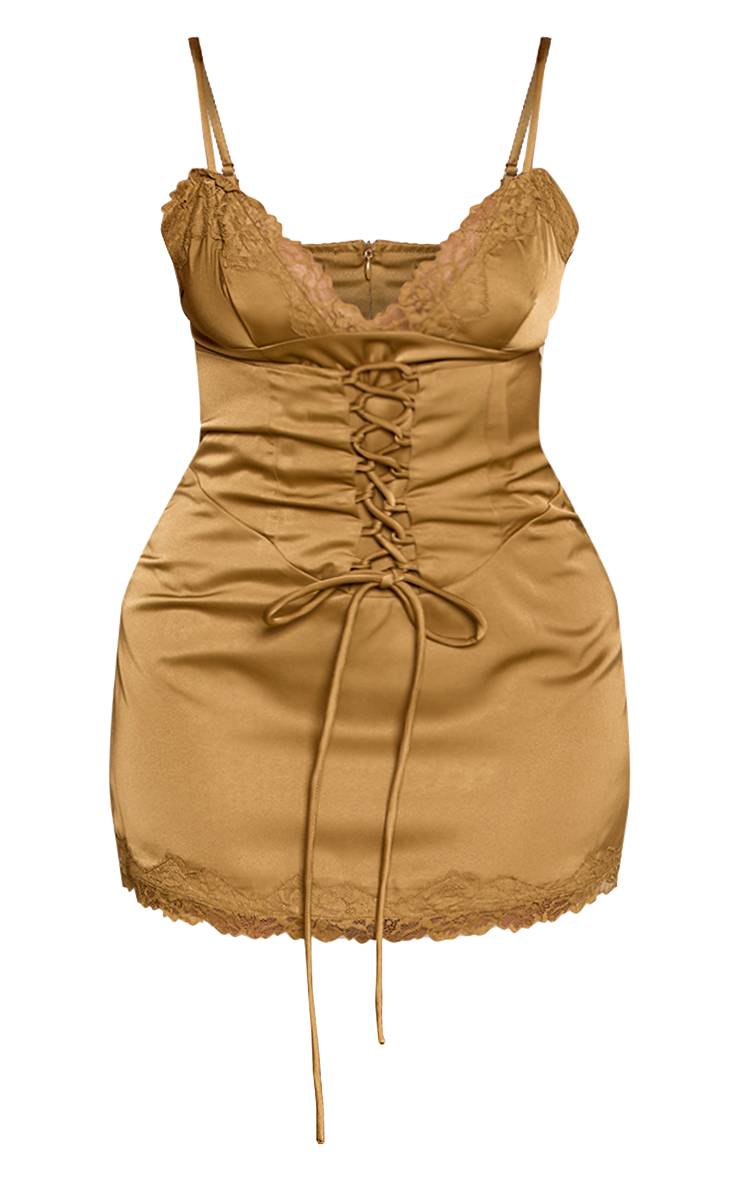 Kaki Robe Moulante Mini À Détail Corset
