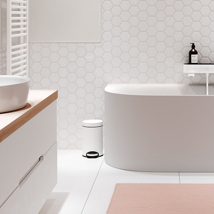 Poubelle de salle de bains à pédale 3 litres, blanc mat, Hansgrohe