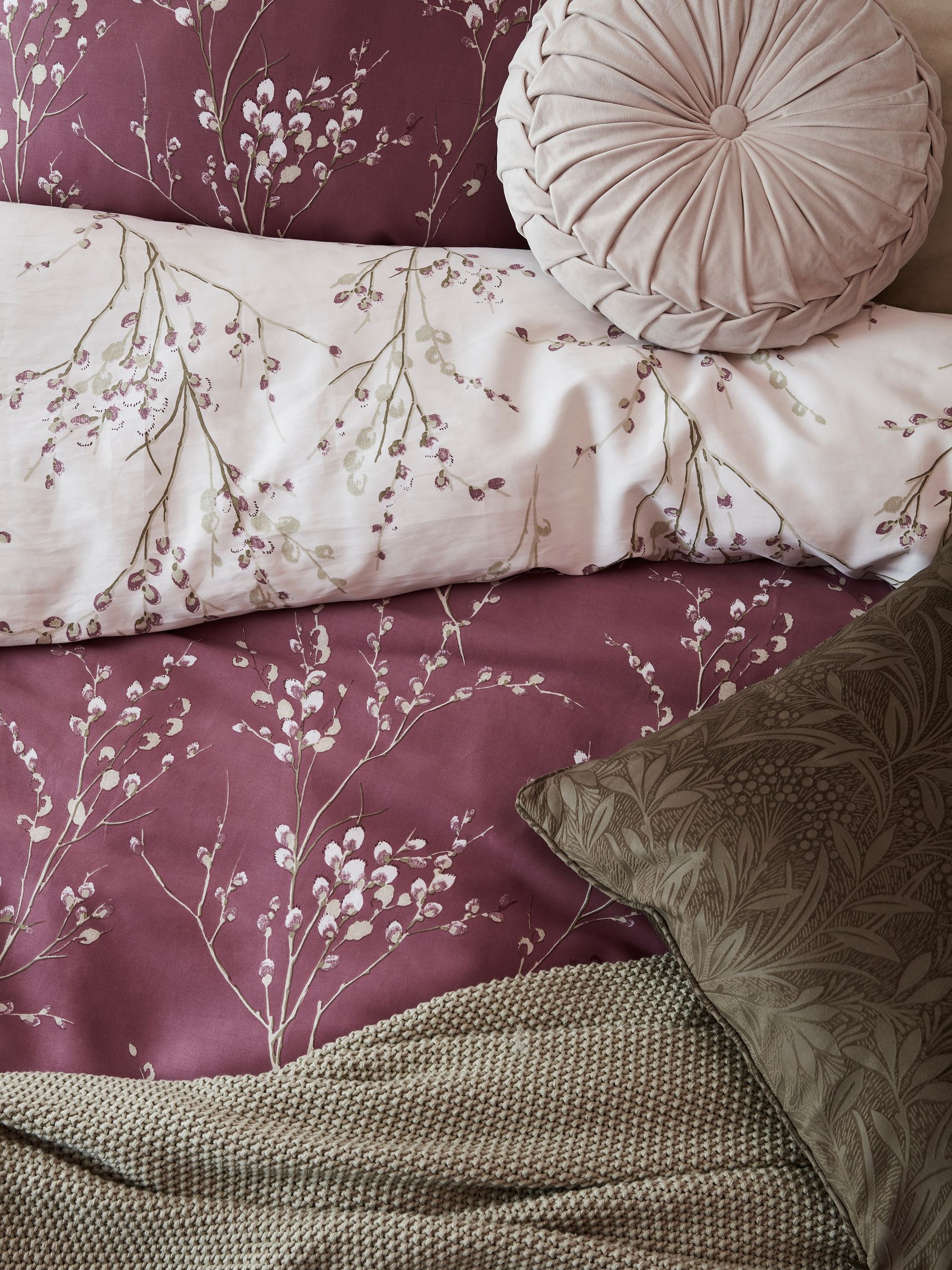 Laura Ashley 100% Cotton Sateen 200 Thread Count Pussy Willow Duvet Cover and Pillowcase Set