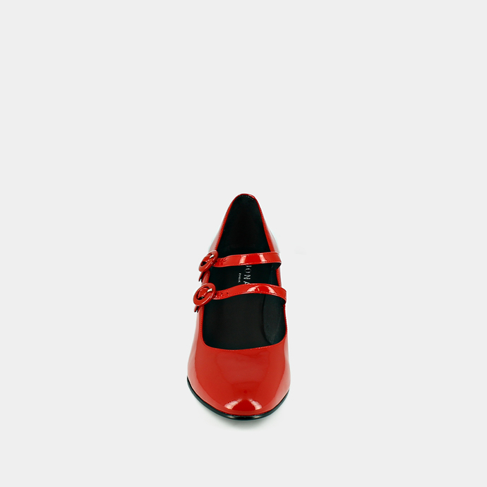 Babies à talons  en vernis rouge