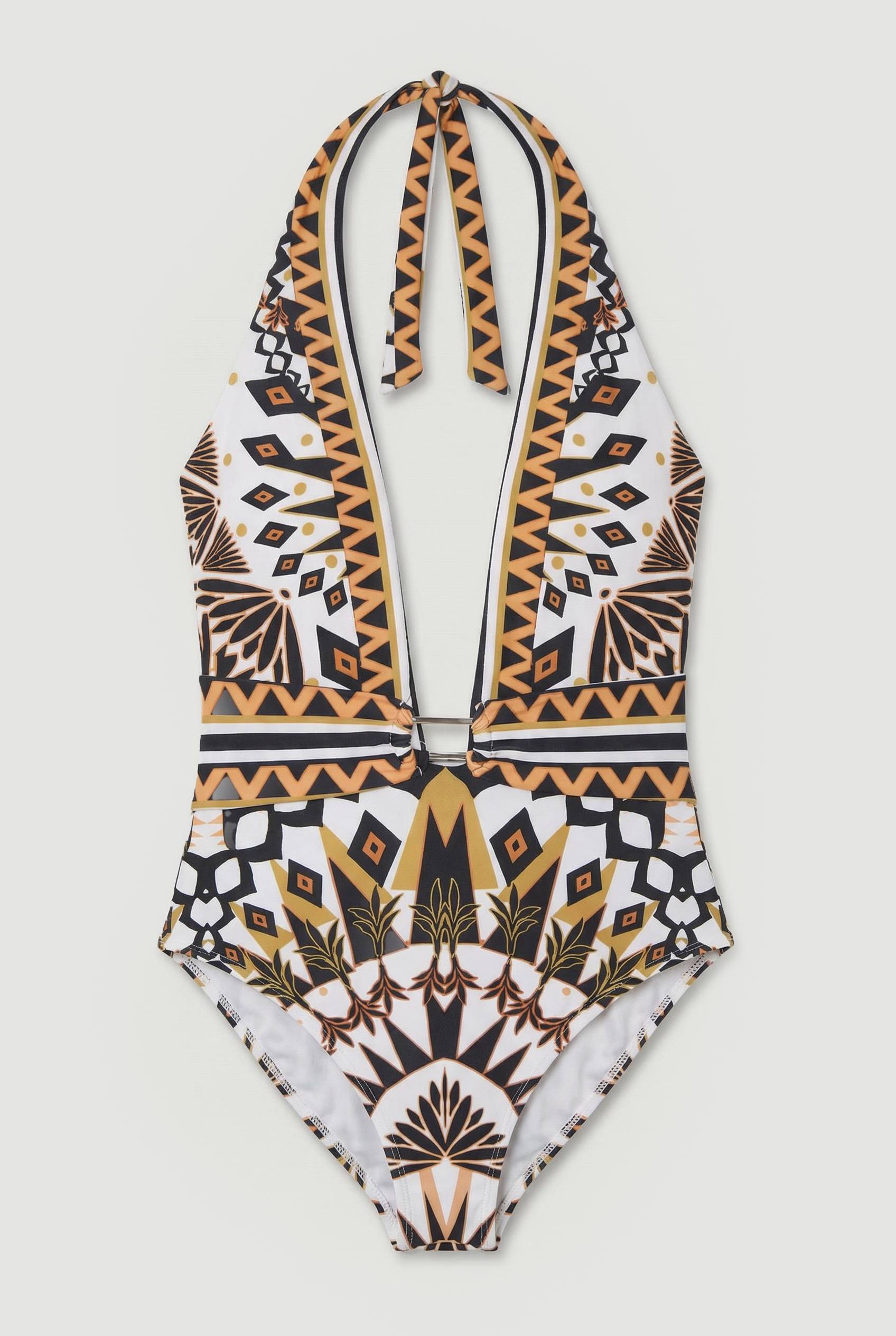 KarenMillen Maillot de Bain Décolleté à Motif Carrelage