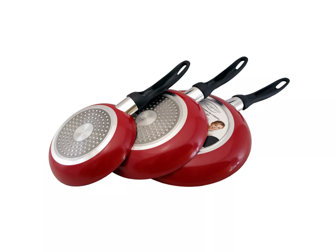 couverts red&marble - grandes sauteuses aluminium pressé revêtement de marbre