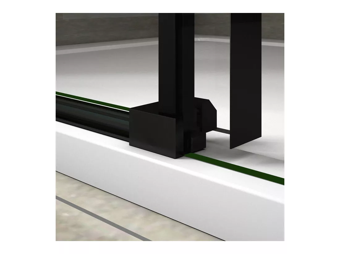 Porte de douche noire 100x200cm porte de douche coulissante en 8mm verre anticalcaire installation en niche