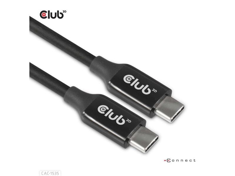 Club 3D Kabel USB Type-C - USB Type-C, 5 m, 8K60Hz USB 3.2 Gen2 Typ C auf C, aktives bidirektionales Kabel 8K60Hz