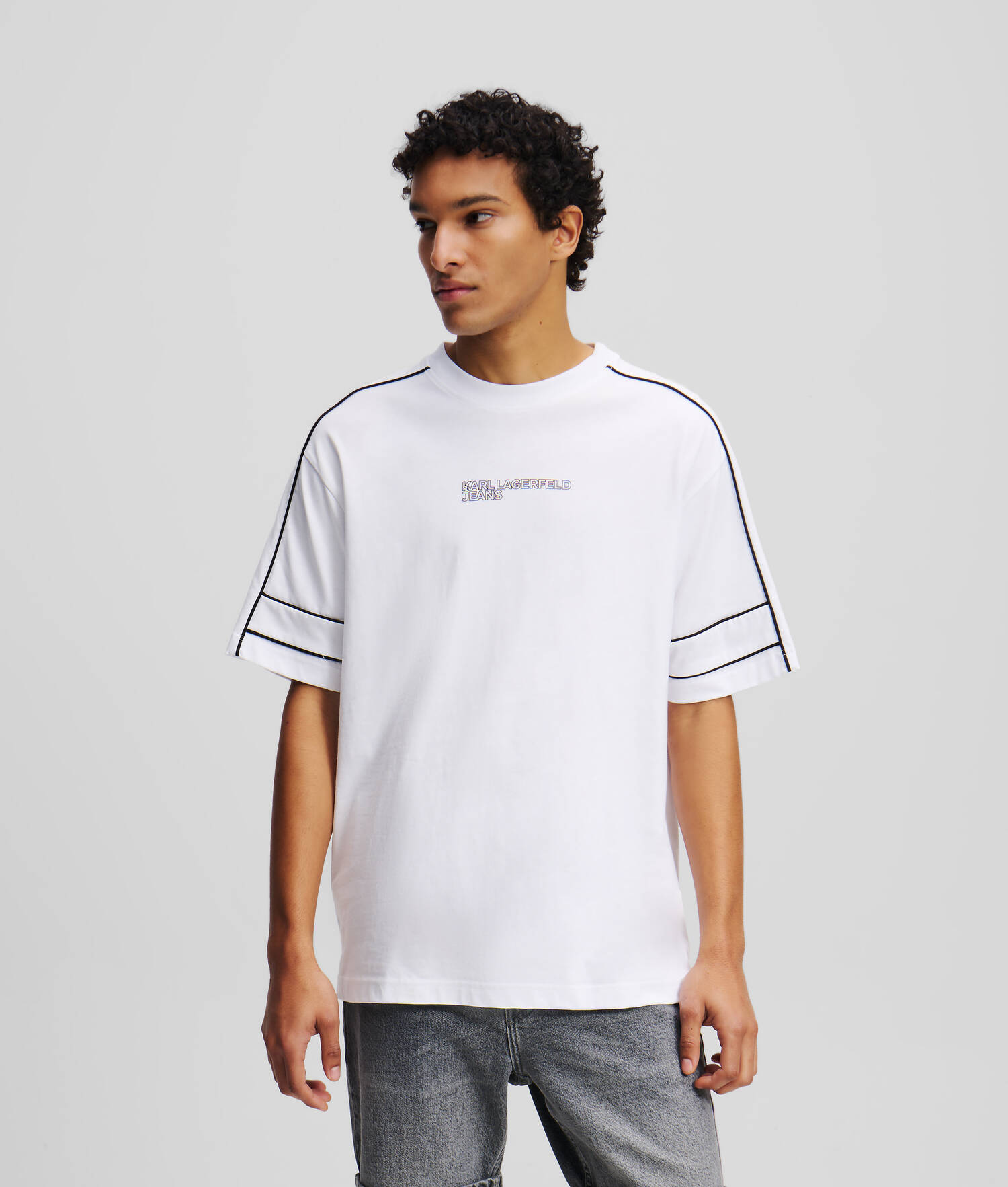 T-SHIRT À PASSEPOIL - Blanc