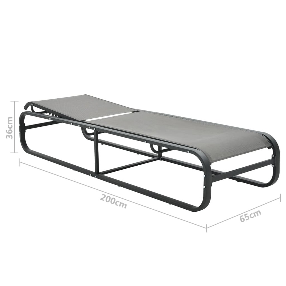 Lot de 2 transats chaise longue bain de soleil lit de jardin terrasse meuble d'extérieur avec table textilène et aluminium gr