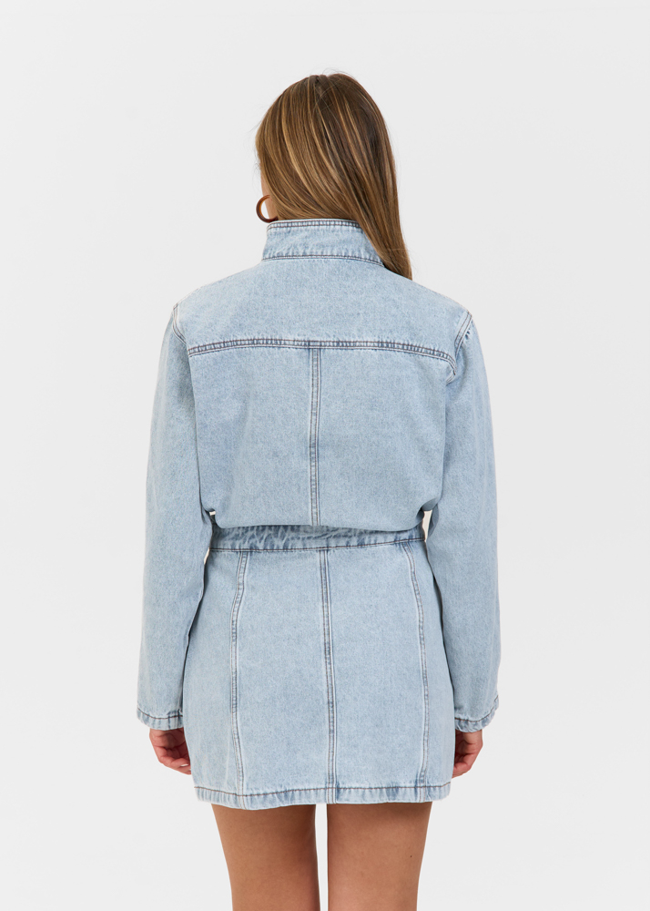 Iconic denim dress sky blauw