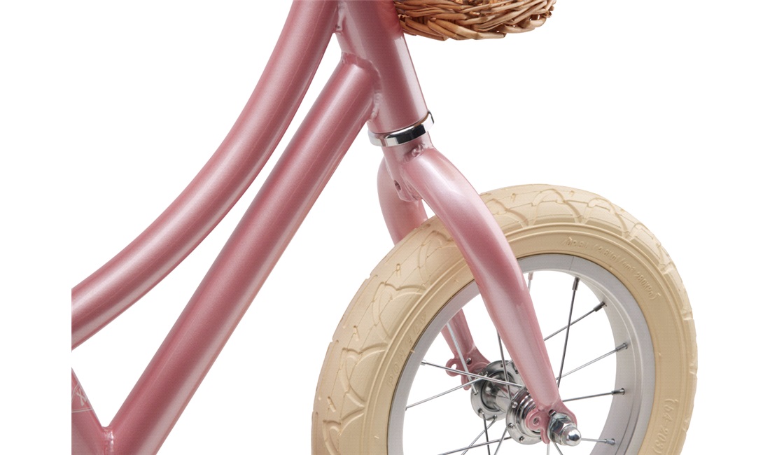 Løbecykel pige retro pink med flet kurv