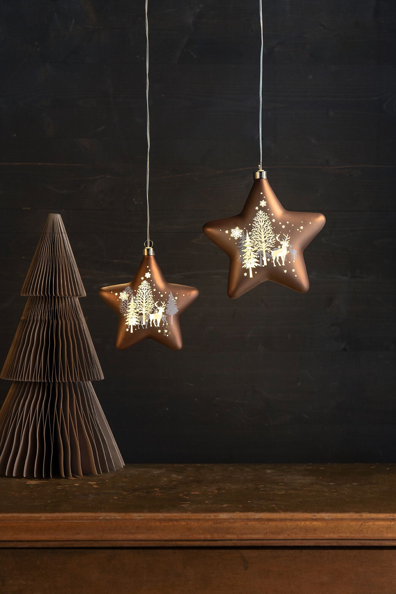 GLASS STAR LED Licht - Braun / B: 20.6 cm x H: 25.6 cm