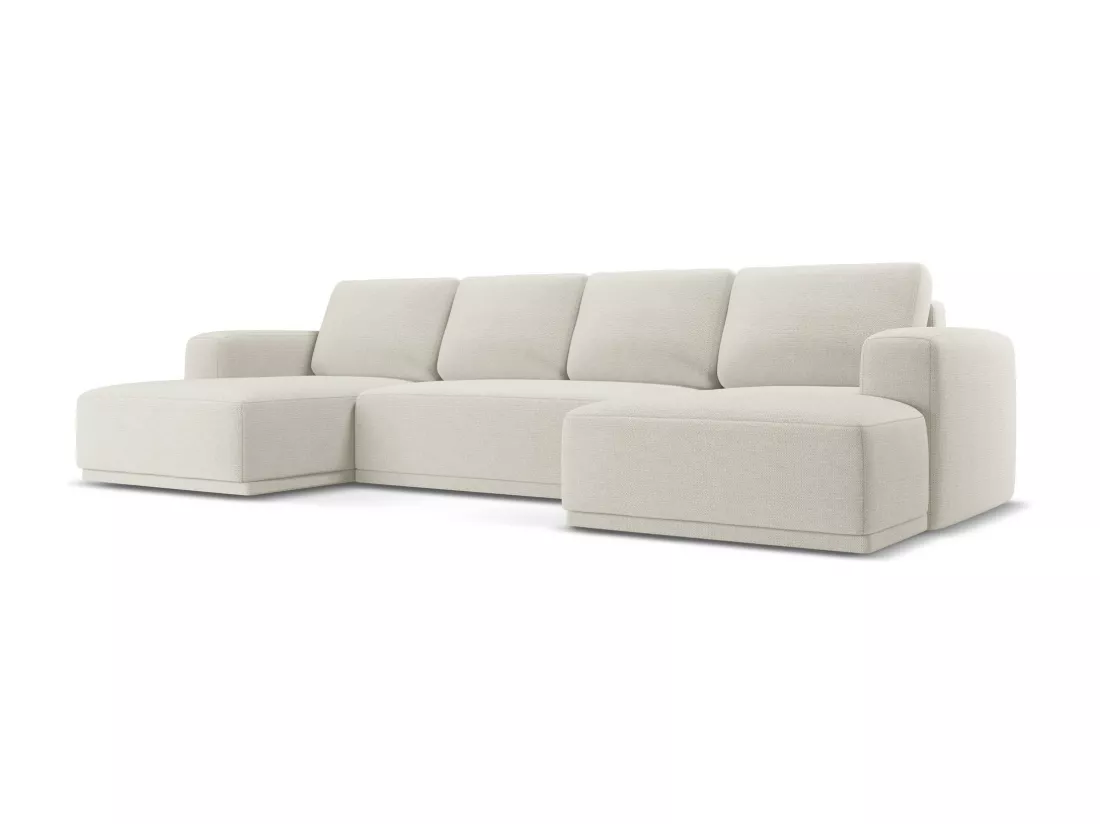 Canapé d'angle panoramique convertible en tissu chenille - argent - KAILA