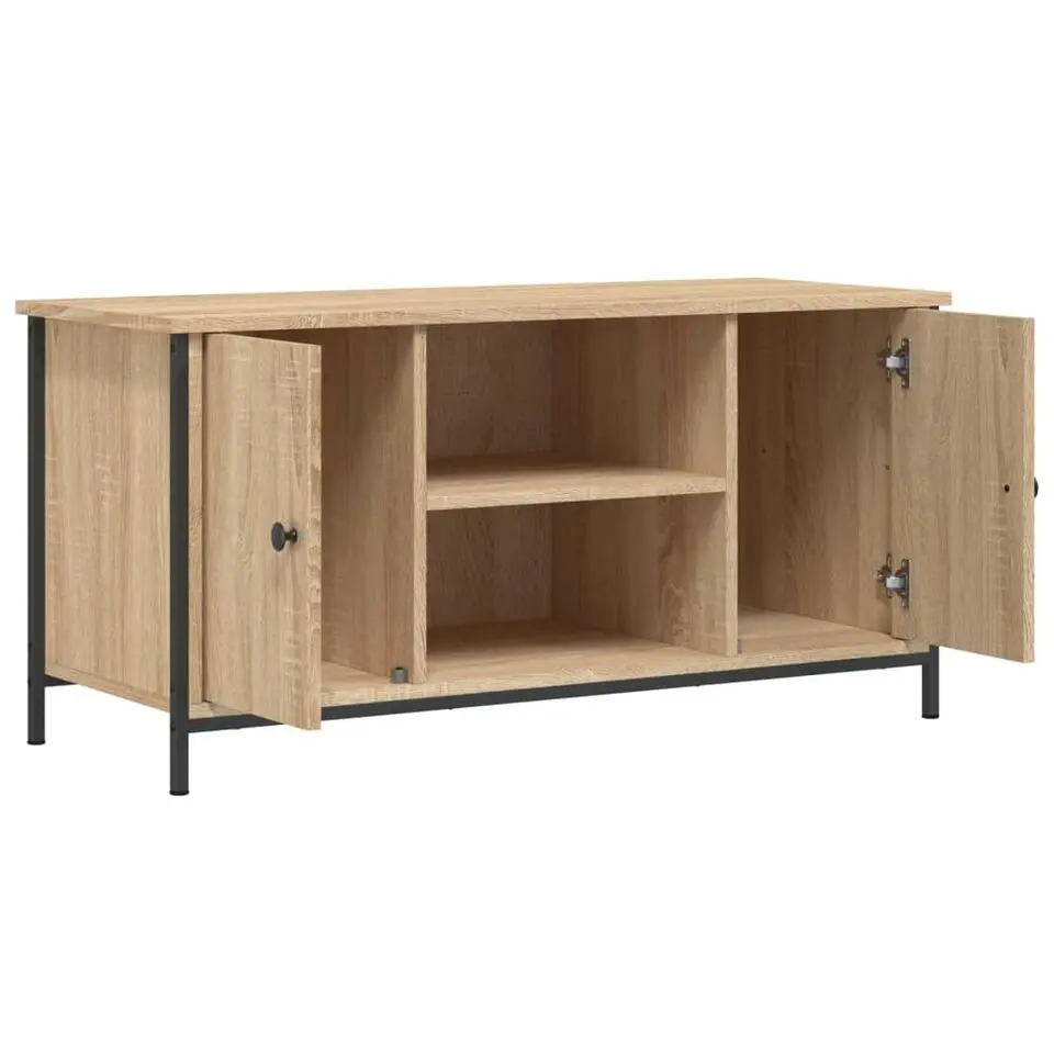 vidaXL - TV-meubel met 2 deuren 2 vakken - Sonoma eiken - Hout - 100x40x50 cm