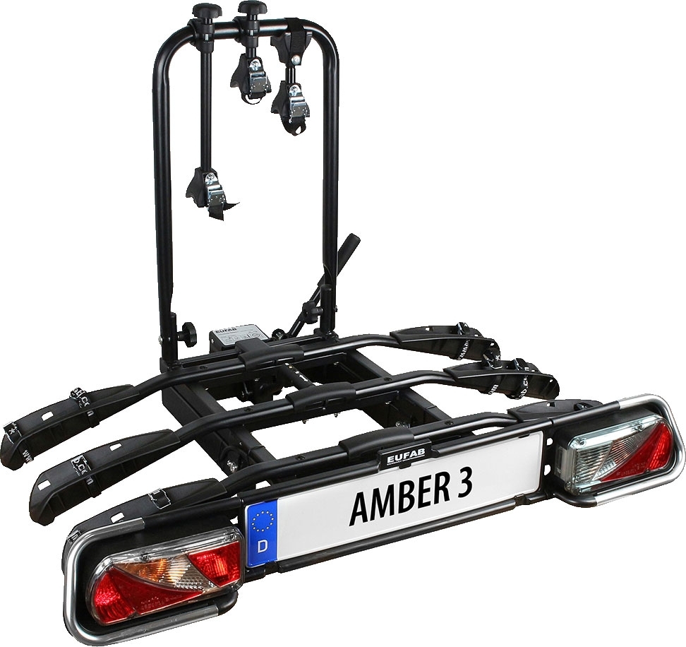 Eufab Fahrradträger Anhängerkupplung Amber III für 3 Fahrräder, E-Bike geeignet
