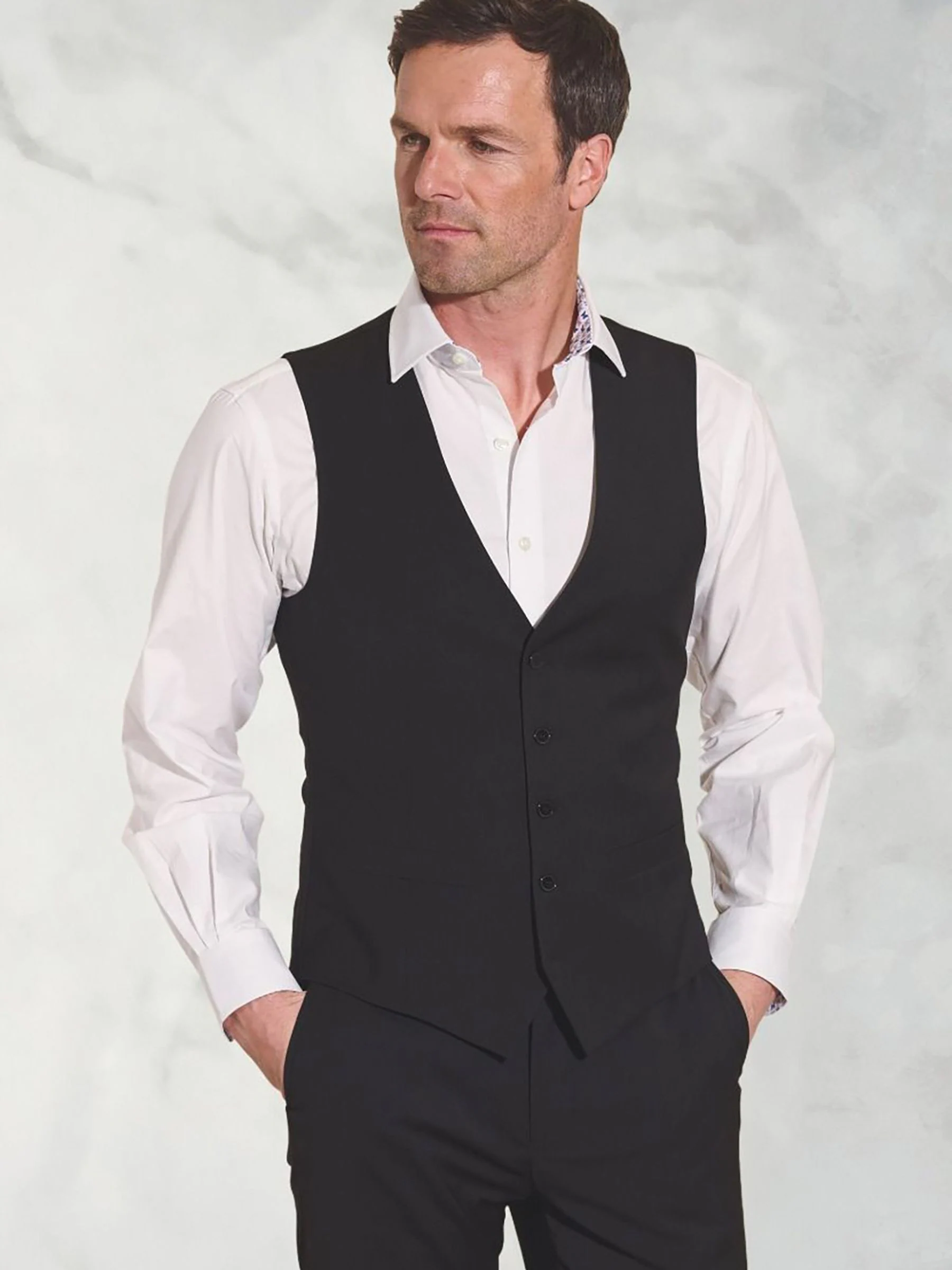 Zwart - Brook Taverner Plain Suit Waistcoat