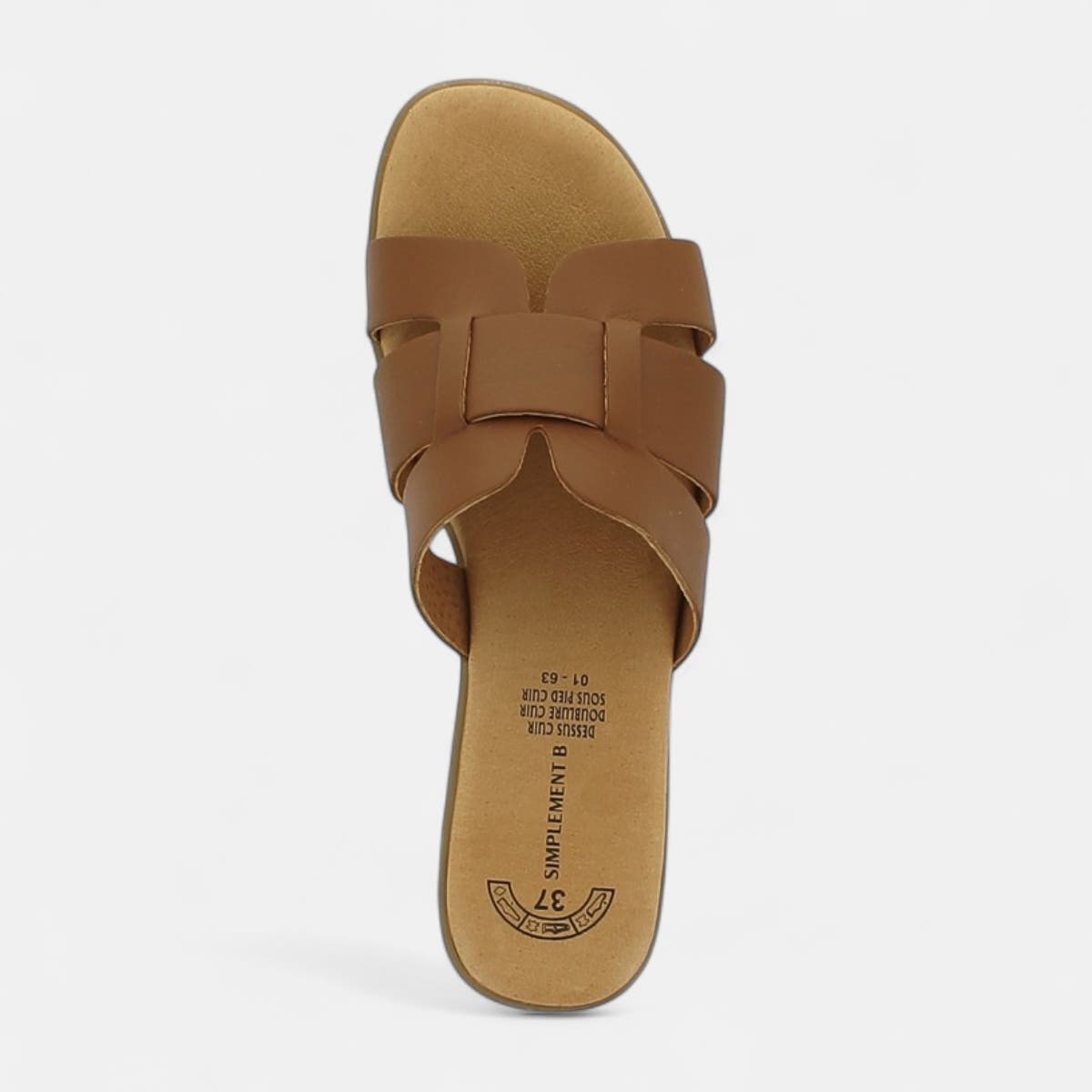 Mules Femme en cuir cognac
