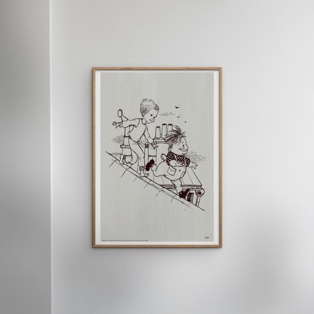Køb Poster & Frame Astrid Lindgren - Running - Karlsson On The Roof