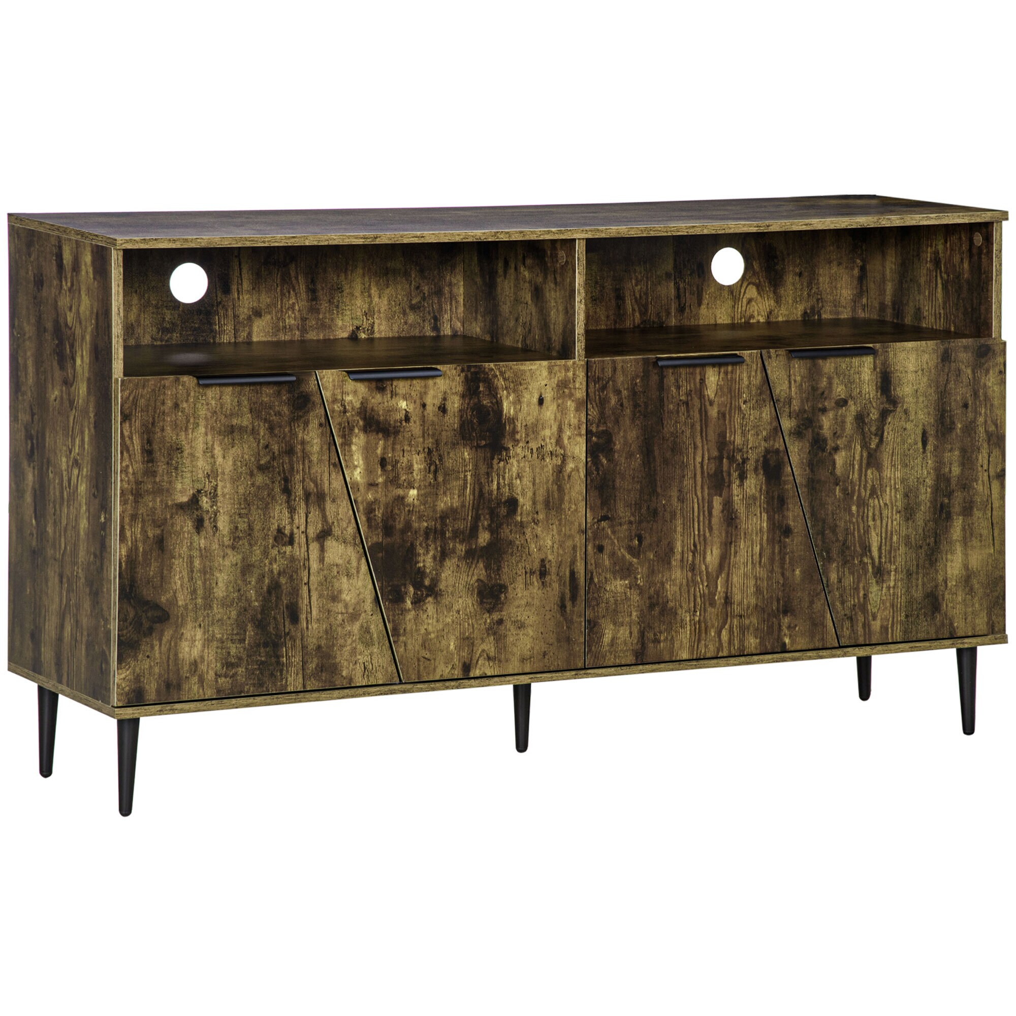 HOMCOM Küchenschrank mit Anti-Kipp-Sicherung schwarz, natur 147L x 40B x 83H cm