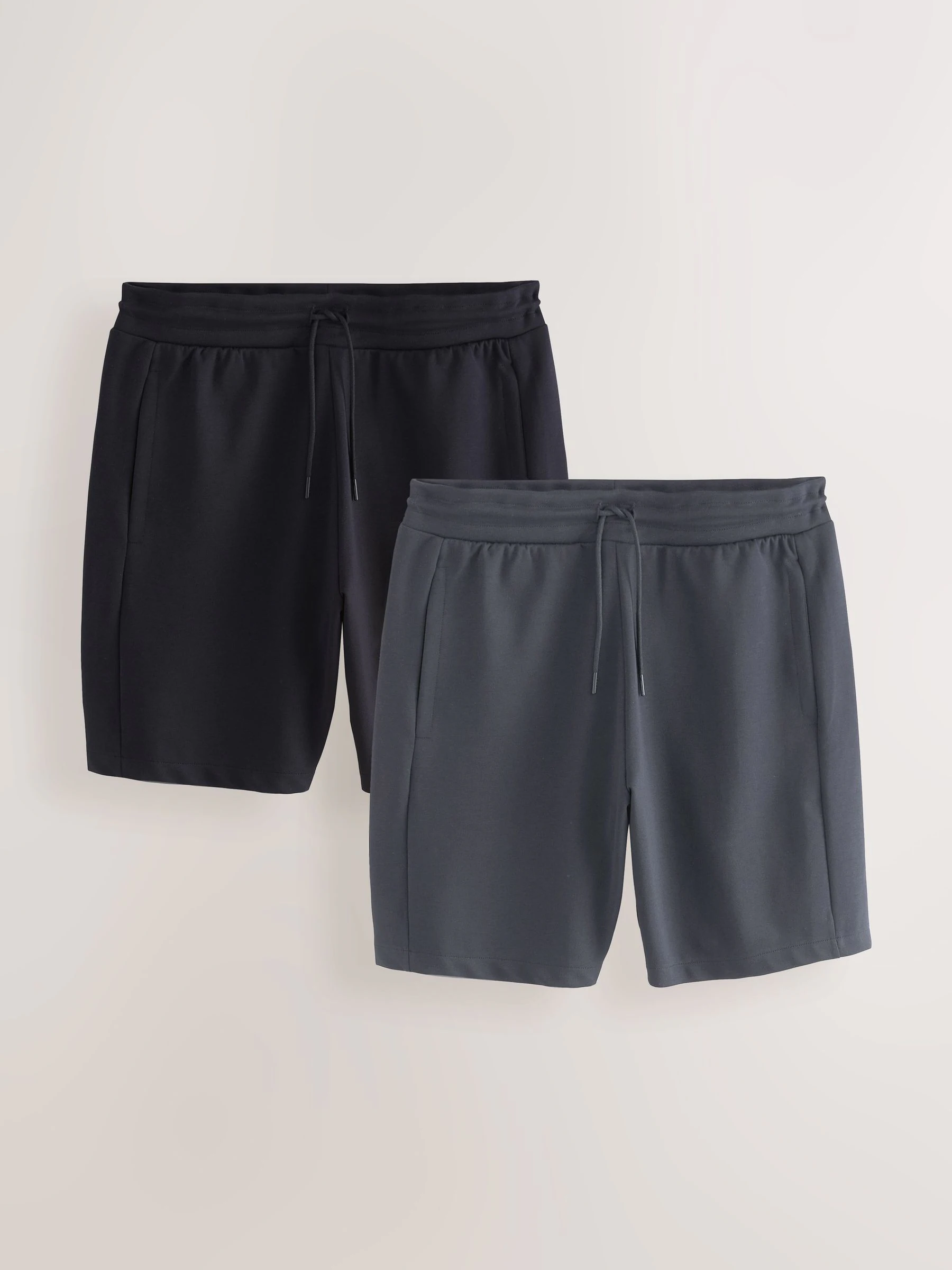 Leisteenkleurig/marineblauw - 2 jersey shorts met ritszakje
