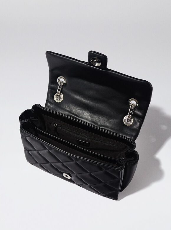 Bolsa matelassada com corrente - Preta