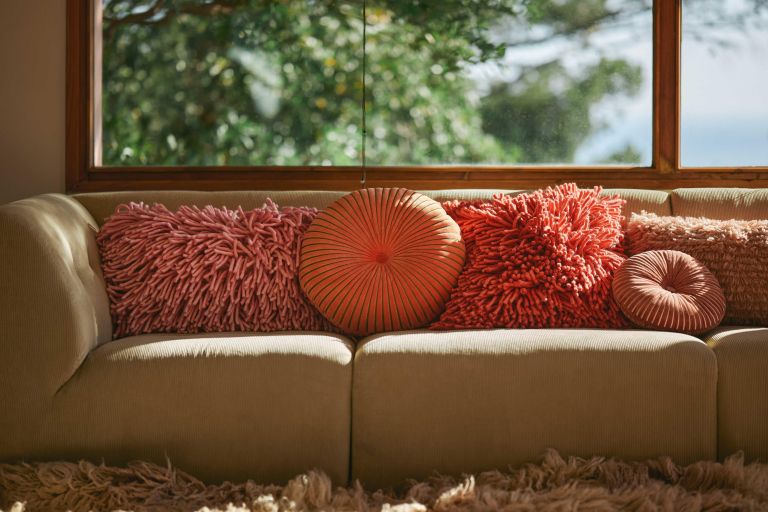 HKliving Round Ripple kussen Ø35 Burgundy