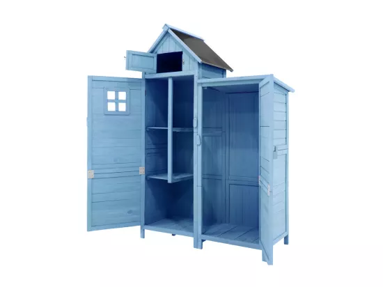Abri de jardin en bois de sapin - remise à outils avec 2 étagères intégrées - H 173 cm - toit imperméable en PVC - Vert