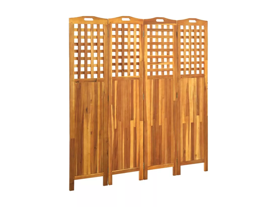 Cloison de séparation 4 panneaux 161x2x170 cm Bois d'acacia