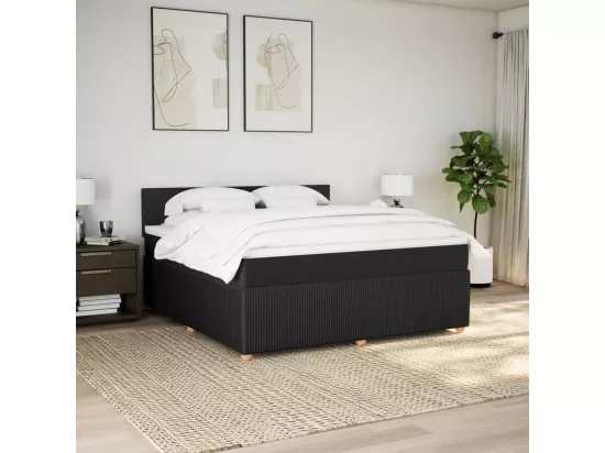 Sommier à lattes de lit avec matelas Noir 180x200 cm Tissu