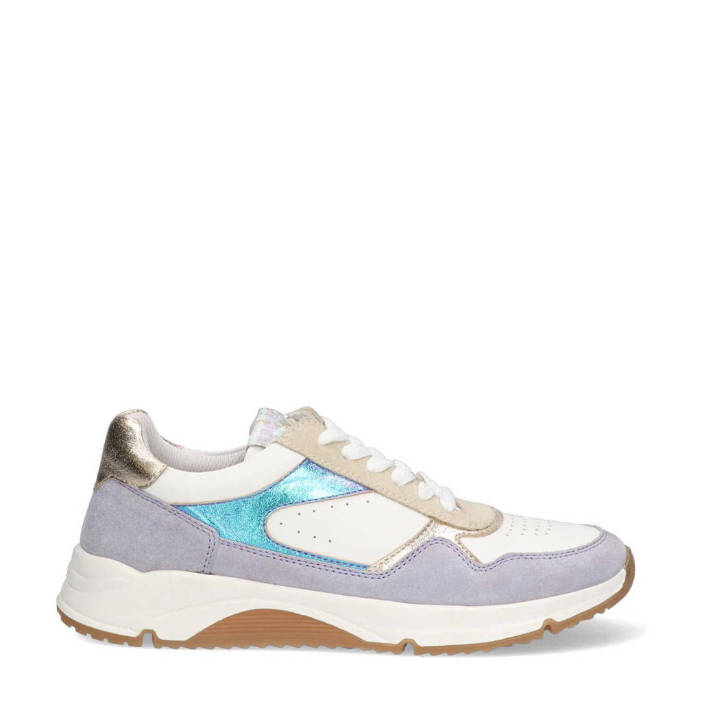 Braqeez leren sneakers lila/wit