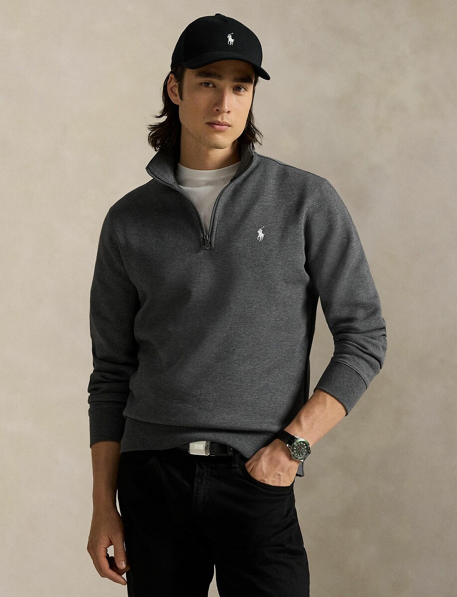 POLO RALPH LAUREN<br>Suéter com meio zíper e tecnologia de malha dupla