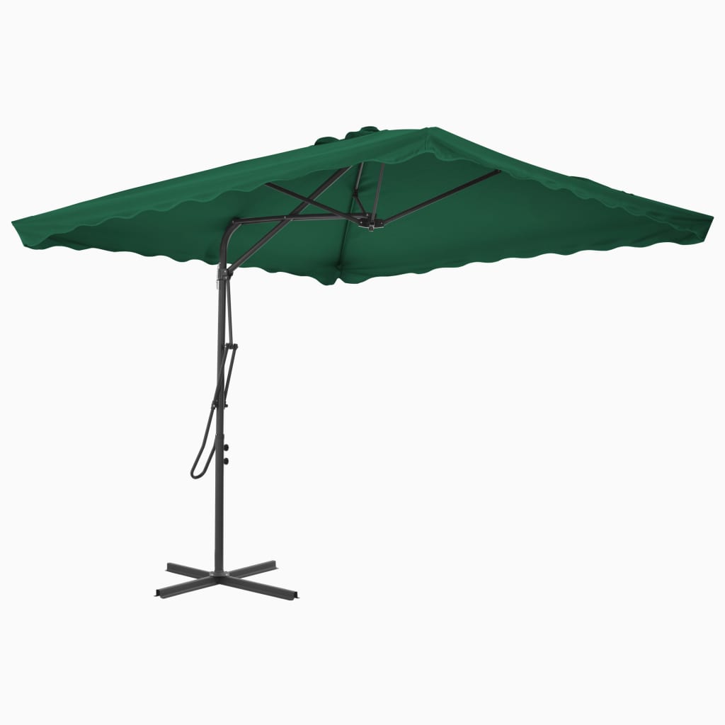 Parasol d'e x térieur avec mât en acier 250 x 250 cm vert