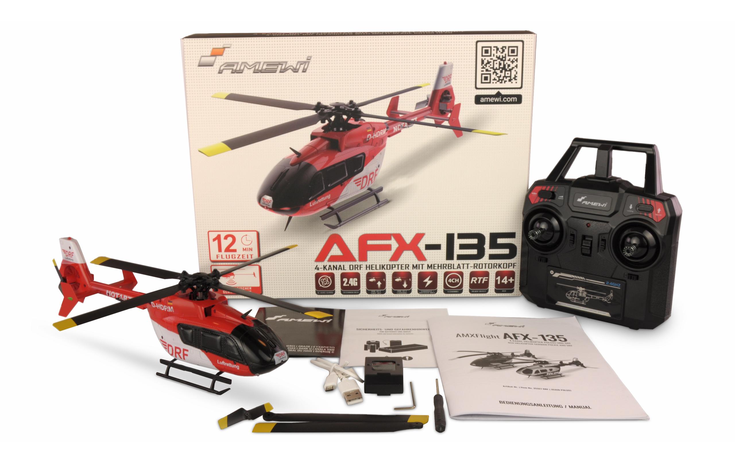 Helikopter AFX-135 DRF 4-Kanal Singlerotor RTF<br>Kleiner Scale Heli mit 4-Kanal Steuerung für Einsteiger und Fortgeschrittene Piloten